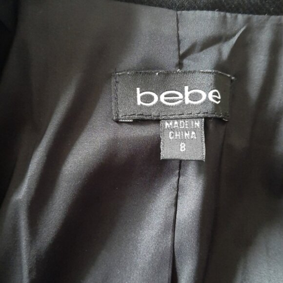 BEBE Cropped Satin Detail 3/4 Sleeve Blazer Jacket Button Front Black Sz 8 - Picture 15 of 15